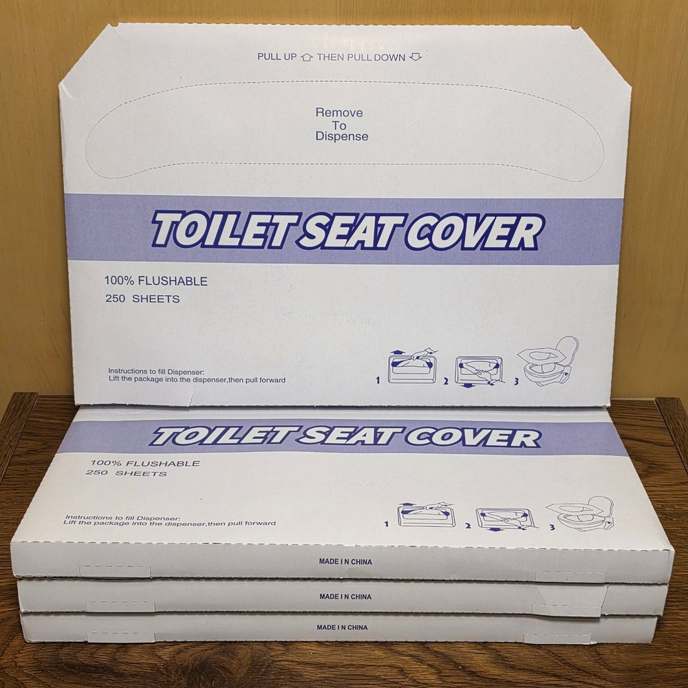 NEW 1000 Flushable Toilet Seat Covers 4 Packs of 250 Disposable Paper
